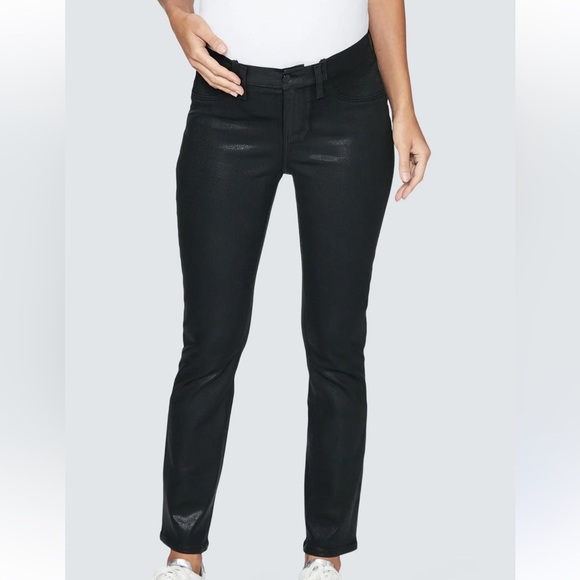 Thyme Maternity black faux vegan leather waxed leather pants curvy fit size 26 - Picture 1 of 12